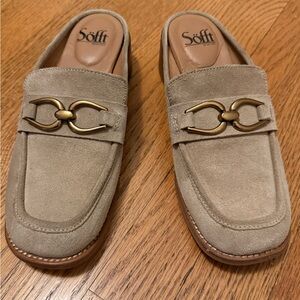 Sofft Women's Suede Loafer Mules with Gold Detail